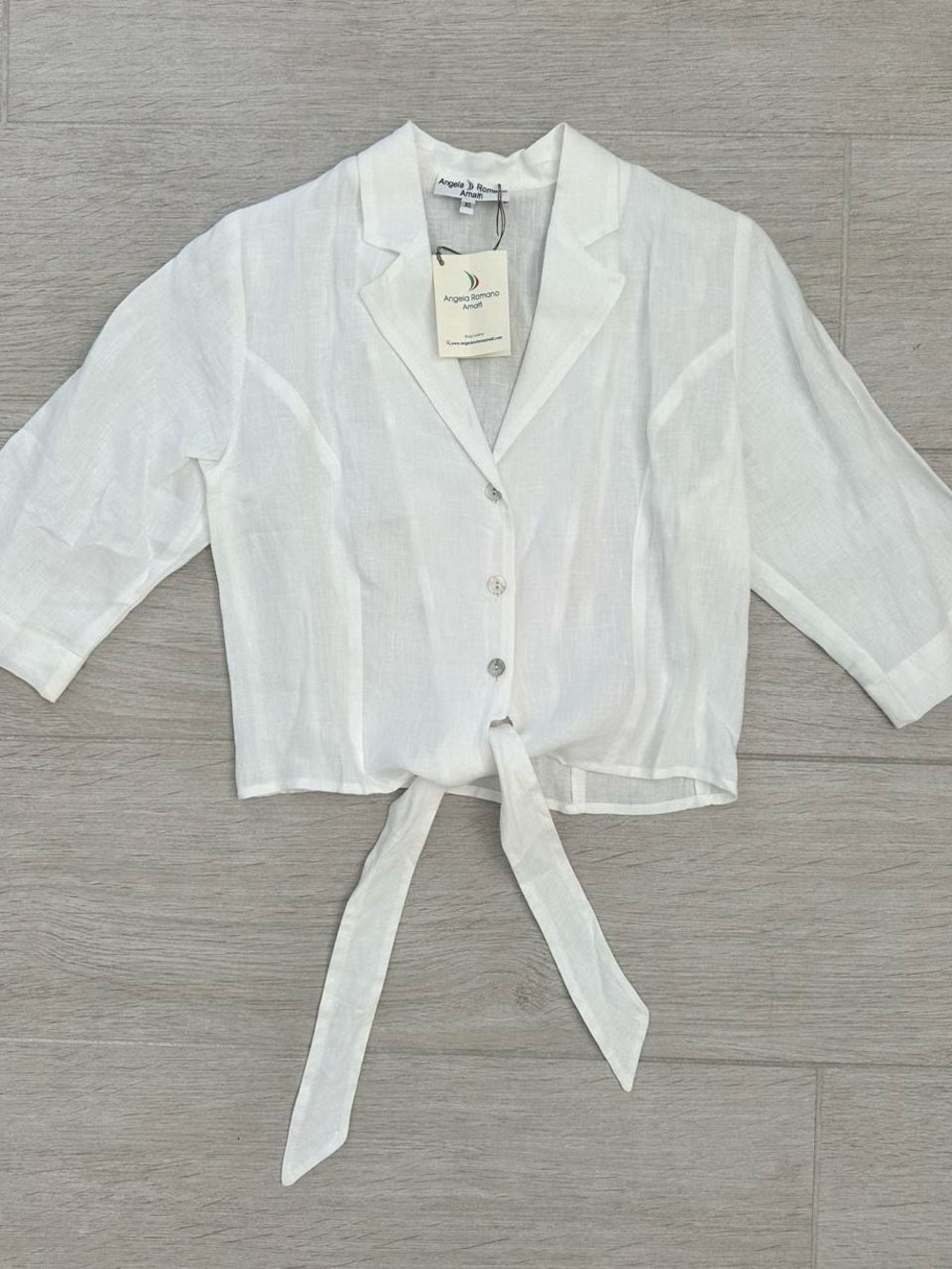 White Linen Tie-Front Button Shirt